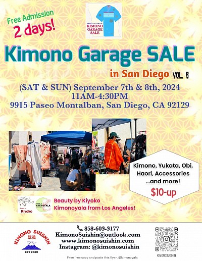 Kimono Garage SALE in San Diego Sat. & Sun. 09/07-08/2024